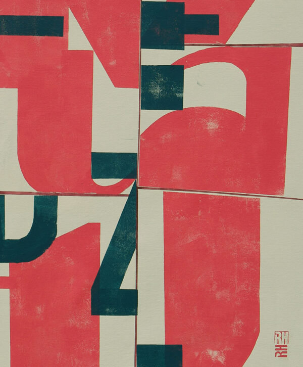 Typografisch schilderij in rood