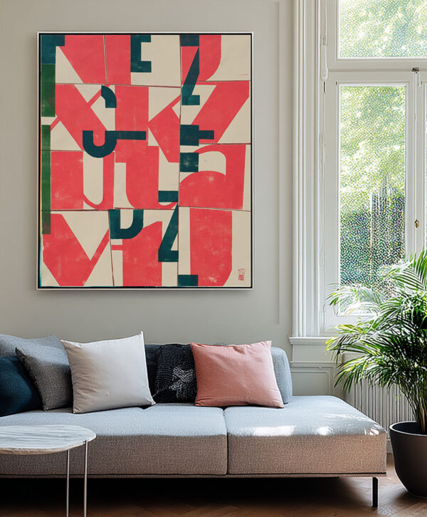 Typografisch schilderij in rood