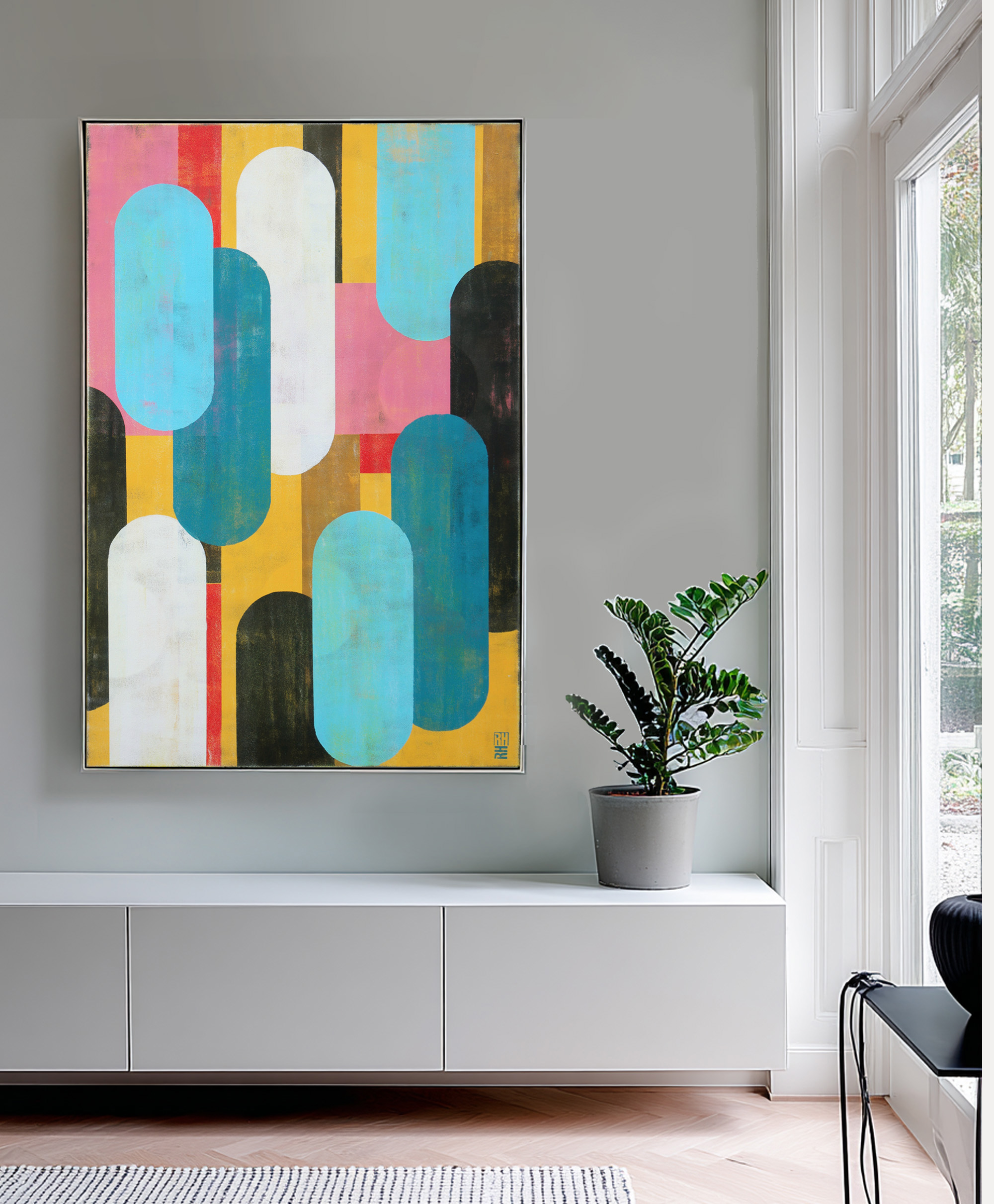 abstract schilderij kopen - Traffic Pink Vertical