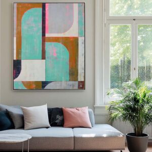 circle in circle mint - lijnen schilderij