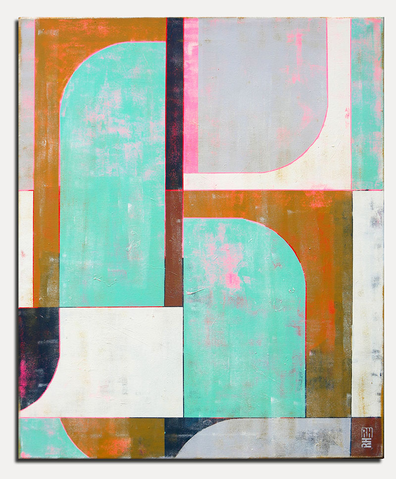 circle in circle mint - lijnen schilderij