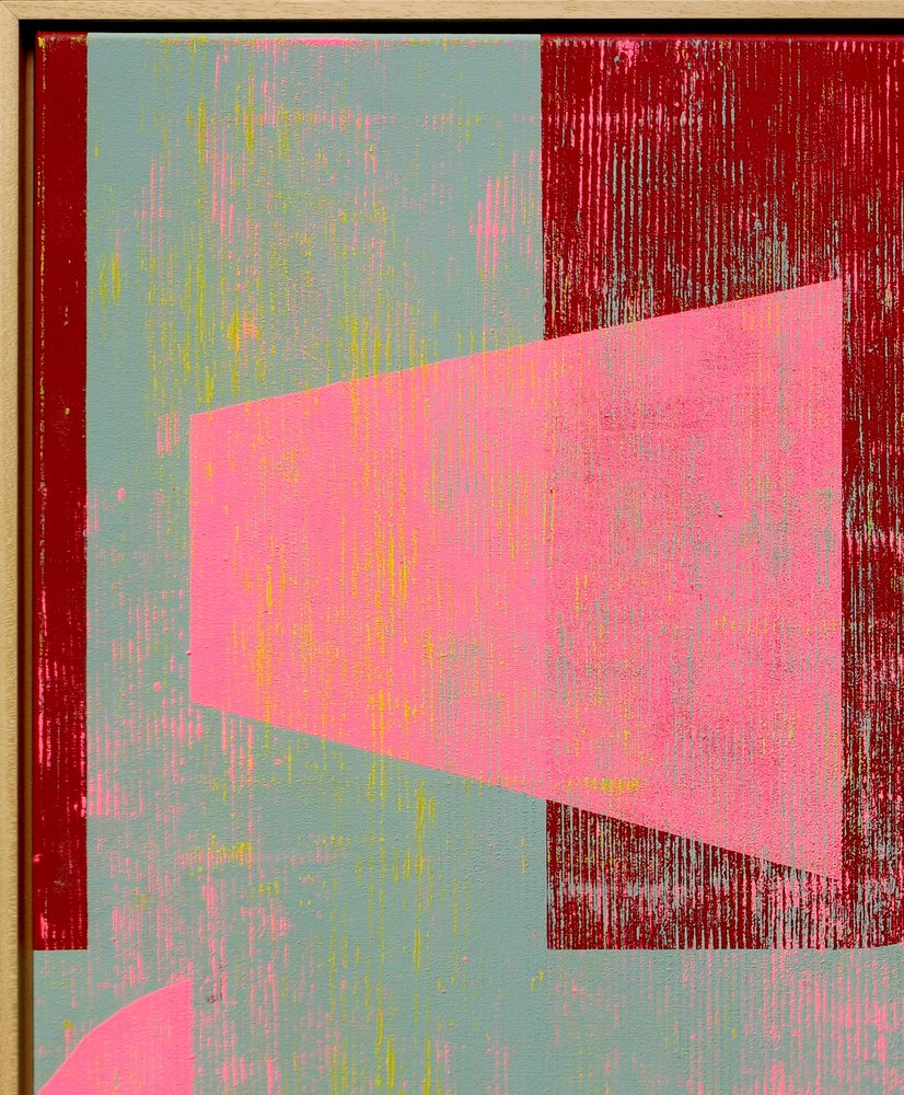Schilderij kopen - Fractured fallen red pink
