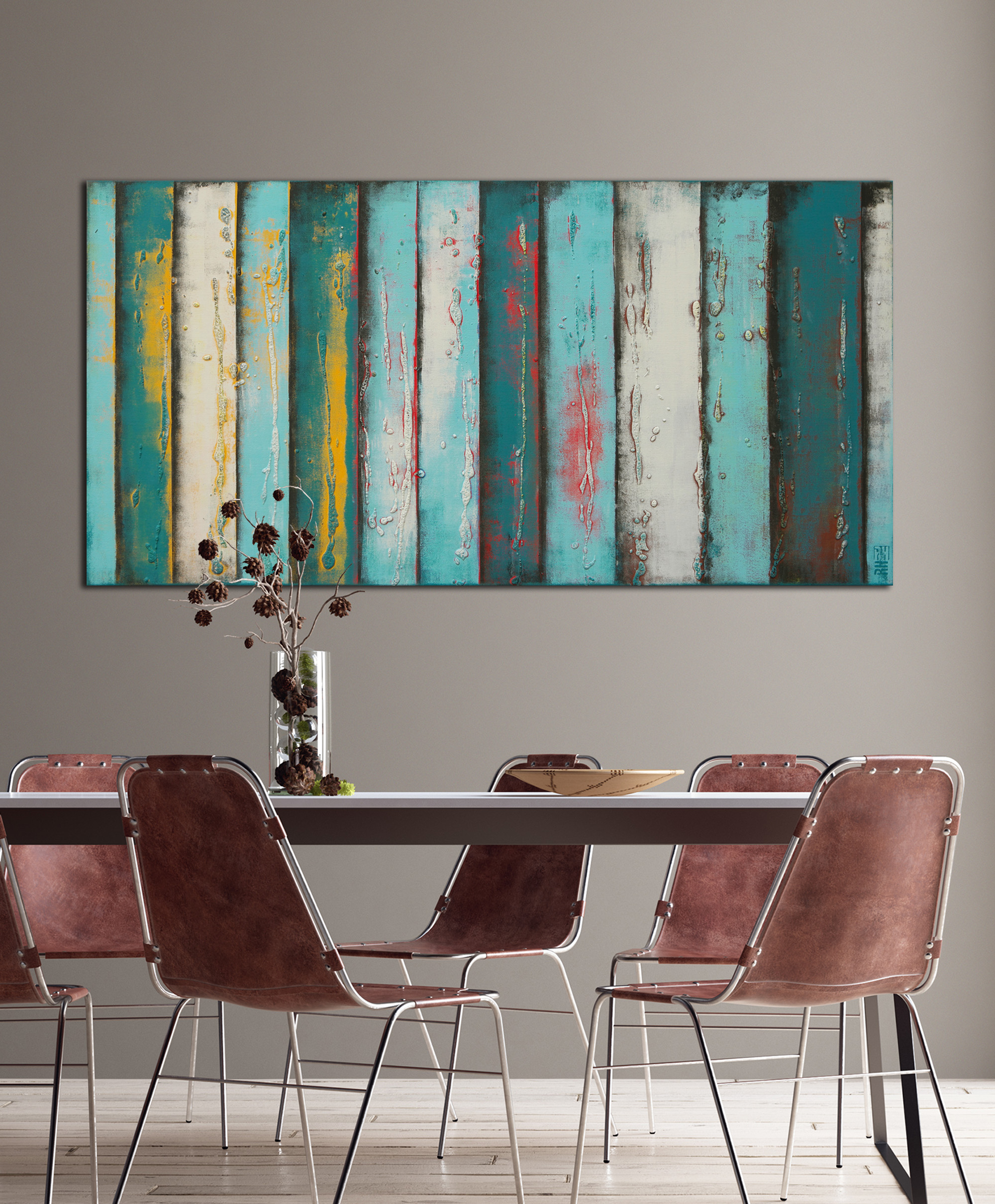abstract schilderij - Blue Panels