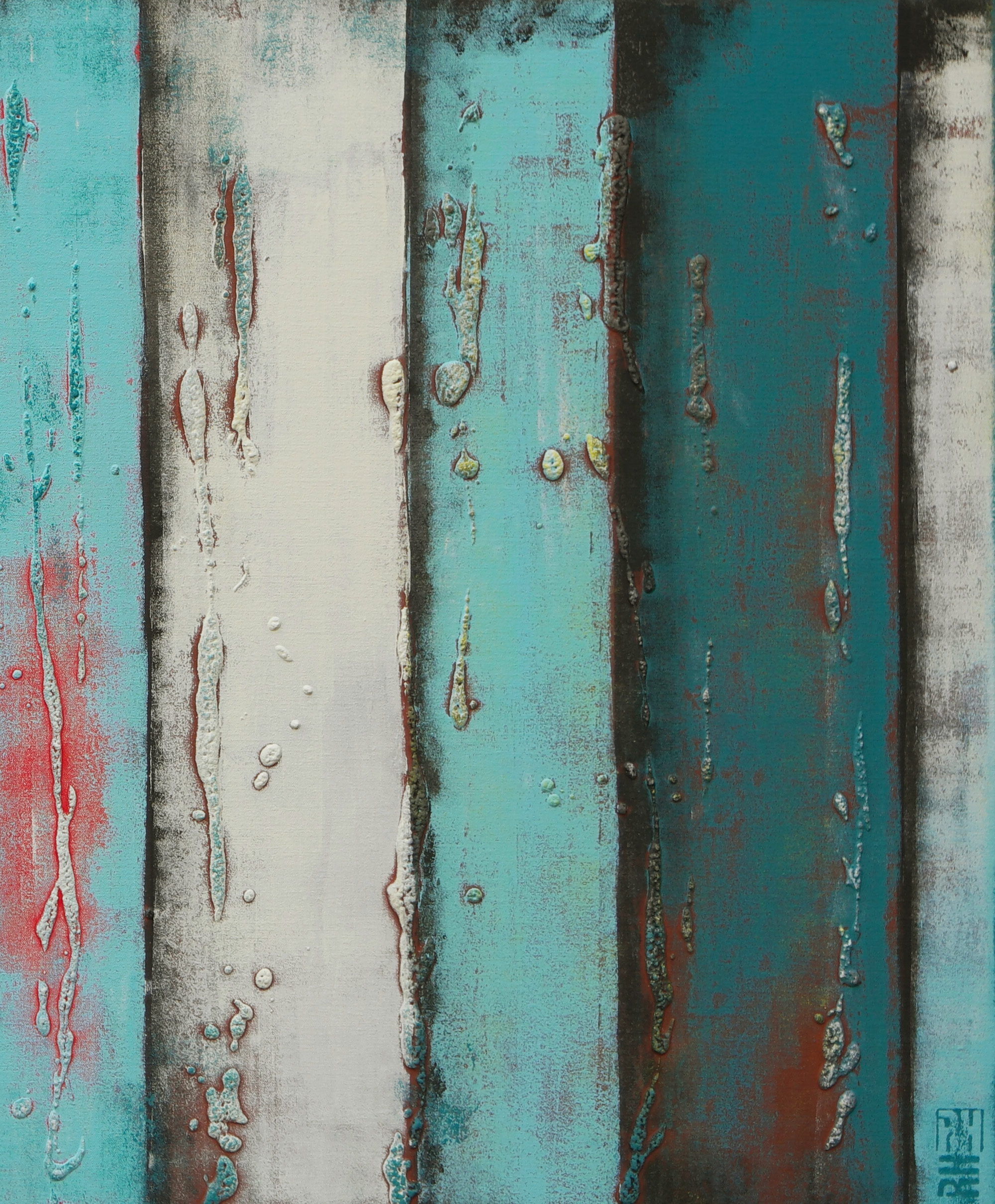 schilderij gesigneerd - Blue Panels