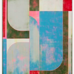 The Maze Blue and pink van Ronald Hunter – voorkant van het abstracte schilderij