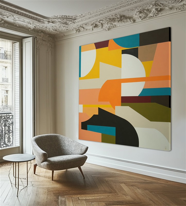 Fractured BiG yellow – abstract schilderij van Ronald Hunter