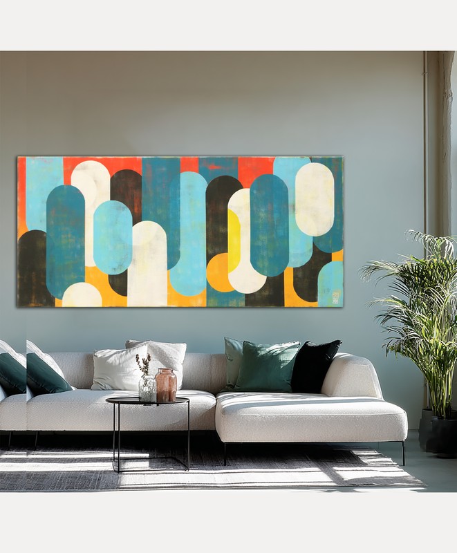 Traffic Sunny & Blue 150x70 – abstract schilderij van Ronald Hunter